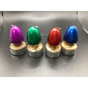Vtg Set of 4 Holiday Lights Candles Giftco Original Box Blue Red Green Purple